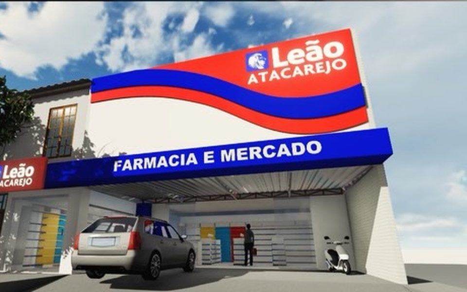 Projeto 3D da fachada do Leão Atacarejo feito pela Tech antes da obra