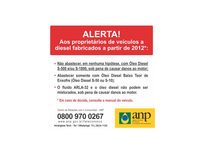 Adesivo - Alerta Diesel S-50 / S-10