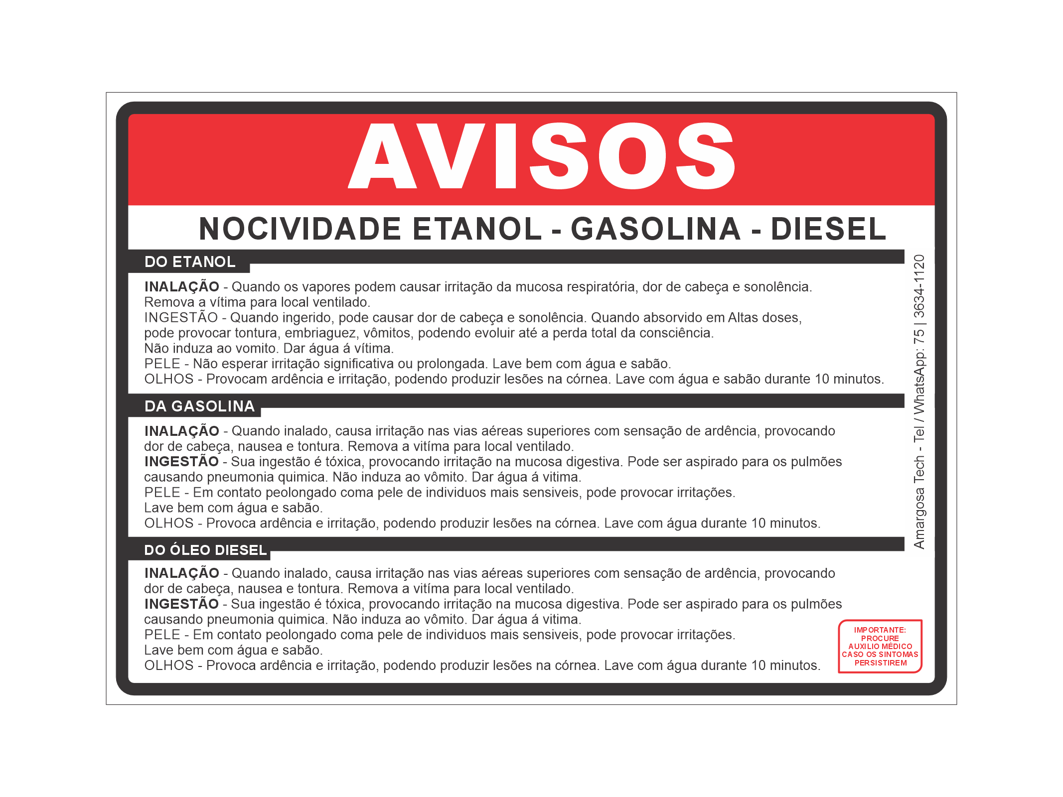 ITEM 13 - Adesivo - Nocividade dos combustíveis